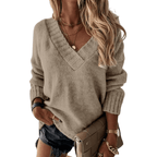 Chic V-Neck Cashmere Sweater Perfect for Everyday Wear
