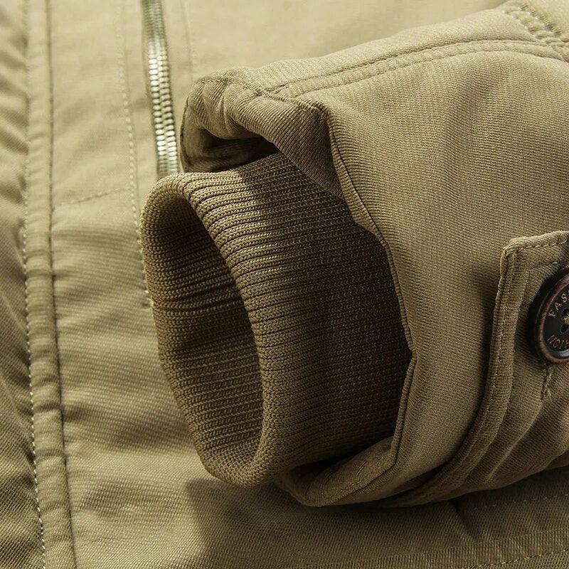 Men's Long Crochet Coat - Warm Hooded Jacket with Fleece Lining for Winter Comfort