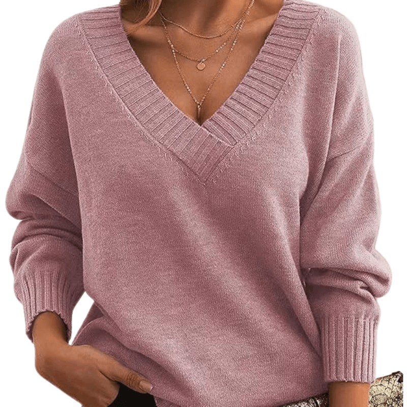 Chic V-Neck Cashmere Sweater Perfect for Everyday Wear