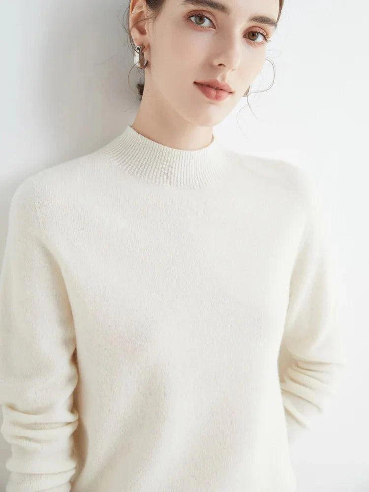 Women’s 100% Merino Wool Seamless Half-High Collar Pullover