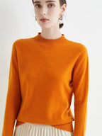Women’s 100% Merino Wool Seamless Half-High Collar Pullover