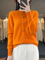 Women’s O-Neck 100% Merino Wool Cashmere Cardigan