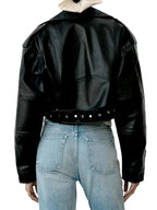 Fitaylor Women's Faux PU Leather Jacket – Casual Lapel Zip-Up Short Biker Coat, High Street Fashion