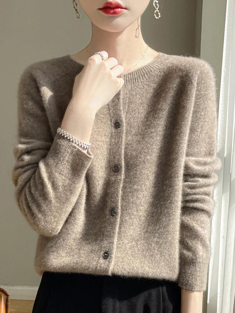 Spring Women's 100% Merino Wool Cardigan