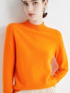 Women’s 100% Merino Wool Seamless Half-High Collar Pullover