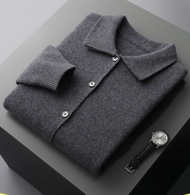 Men Button Down Knitted Winter Cardigan Long Sleeve